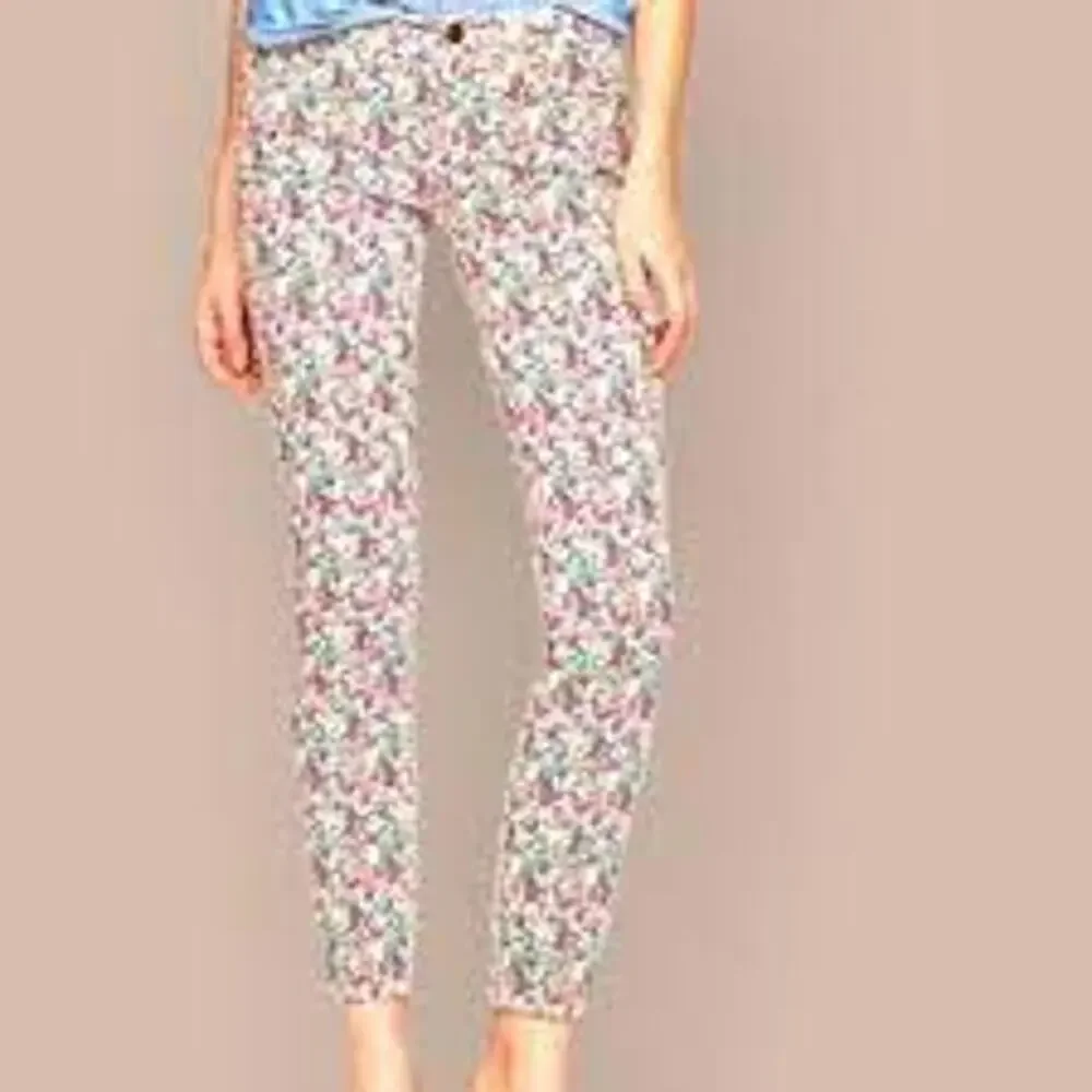 J.Crew Womens Toothpick Ankle Jeans Green Red Floral Pockets Denim 28 New